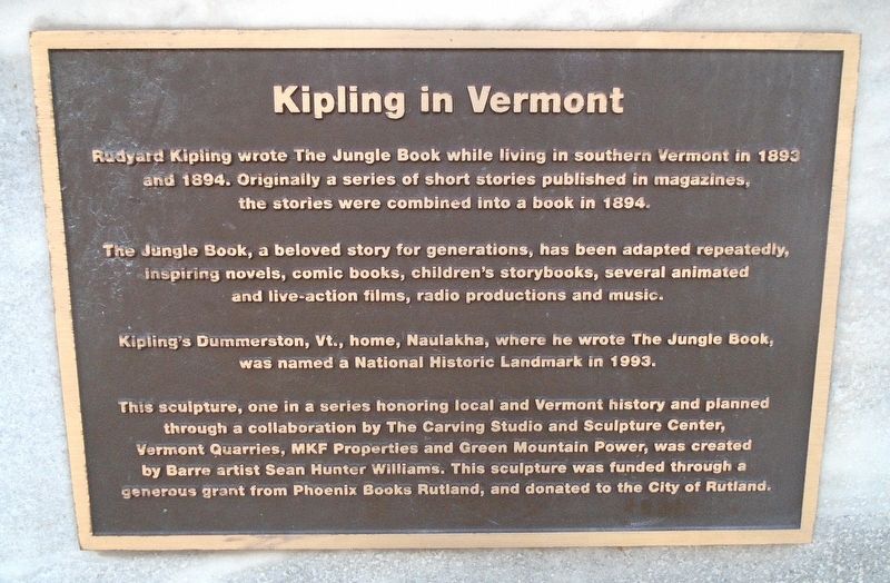 Kipling in Vermont Marker image. Click for full size.