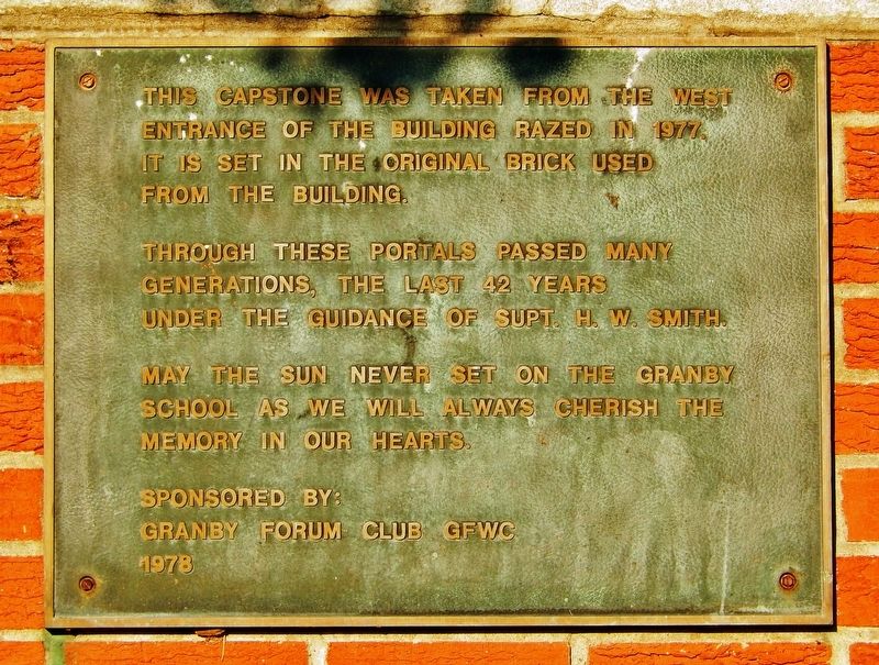 Granby School Marker. Click for full size. Granby School Marker image. Click for full size.