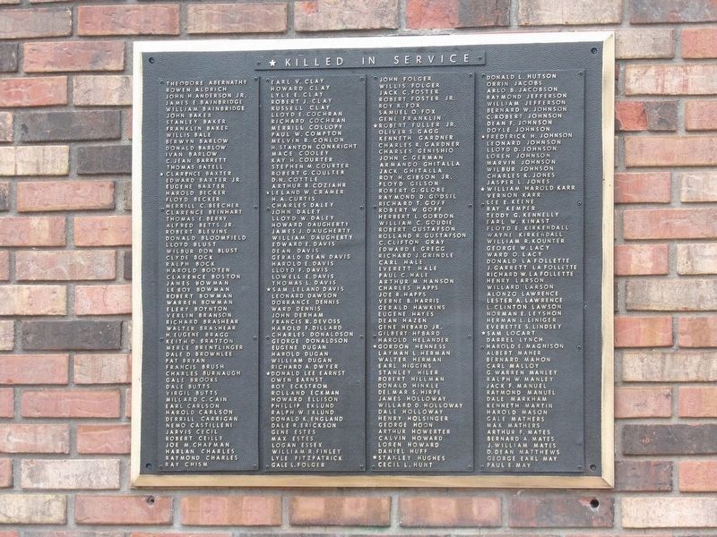 Knoxville Honor Roll (World War II). Click for full size. Knoxville Honor Roll (World War II) image. Click for full size.