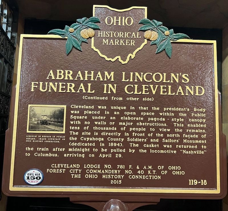 Abraham Lincoln's Funeral in Cleveland Marker (side 2) image. Click for full size.