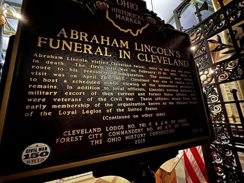 Abraham Lincoln''s Funeral in Cleveland Marker (side 1) image. Click for full size.