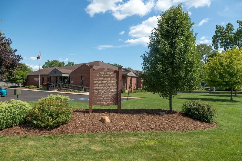 Jamestown Marker at Jamestown Township Hall image. Click for full size.