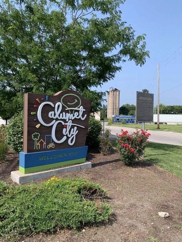 Origins of Calumet City and Abraham Lincoln Funeral Train Marker. Click for full size. Origins of Calumet City and Abraham Lincoln Funeral Train Marker image. Click for full size.