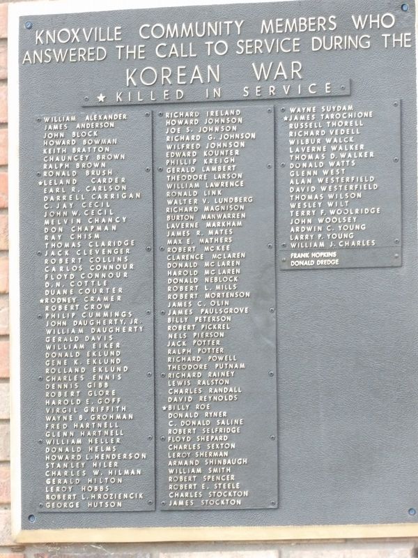 Knoxville Honor Roll (Korean War) image. Click for full size.