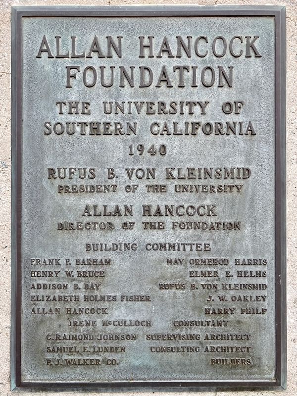 Hancock Foundation Building Marker. Click for full size. Hancock Foundation Building Marker image. Click for full size.