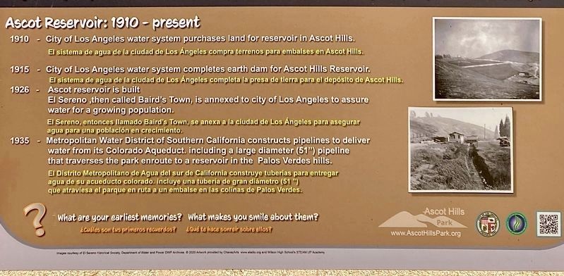 Ascot Reservoir Marker image. Click for full size.