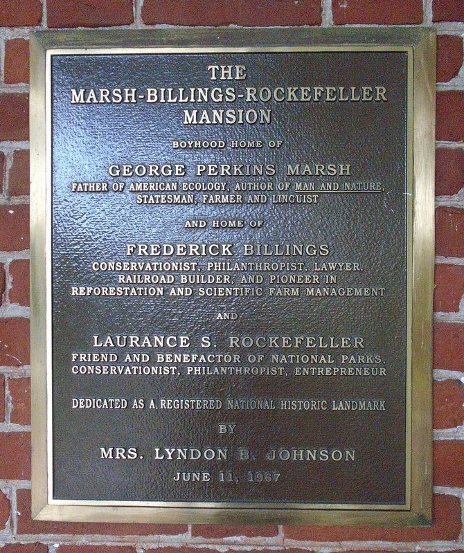 The Marsh-Billings-Rockefeller Mansion Marker image. Click for full size.