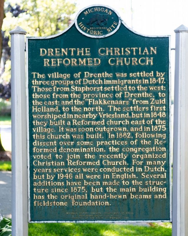 Drenthe Christian Reformed Church Marker. Click for full size. Drenthe Christian Reformed Church Marker image. Click for full size.