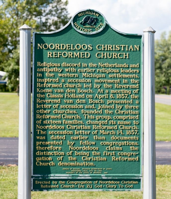 Noordeloos Christian Reformed Church side of marker. Click for full size. Noordeloos Christian Reformed Church side of marker image. Click for full size.