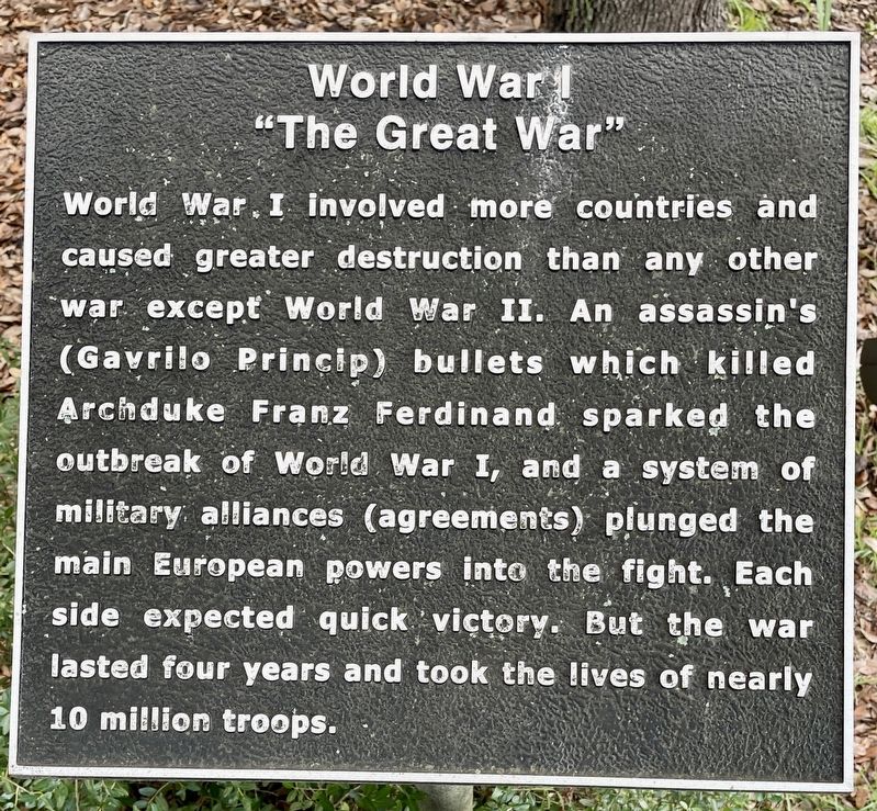 World War I Marker. Click for full size. World War I Marker image. Click for full size.
