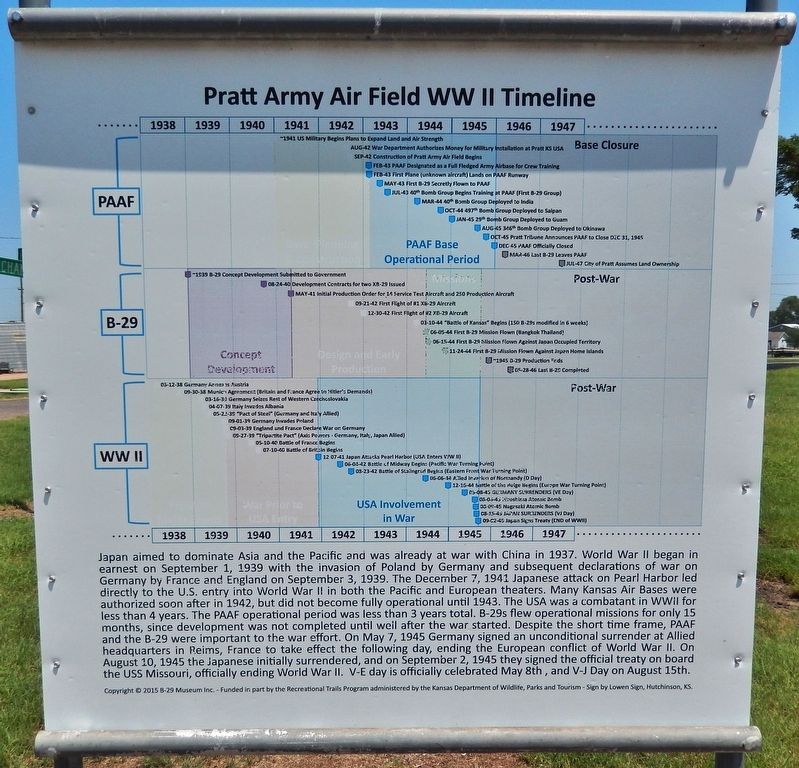 Pratt Army Air Field WW II Timeline Marker image. Click for full size.