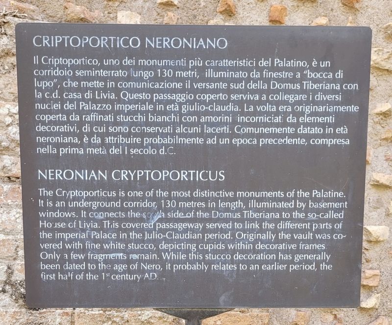 Criptoportico Neroniano / Neronian Cryptoporticus Marker image. Click for full size.
