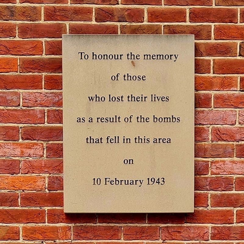 WWII Bombing of Reading Marker. Click for full size. WWII Bombing of Reading Marker image. Click for full size.