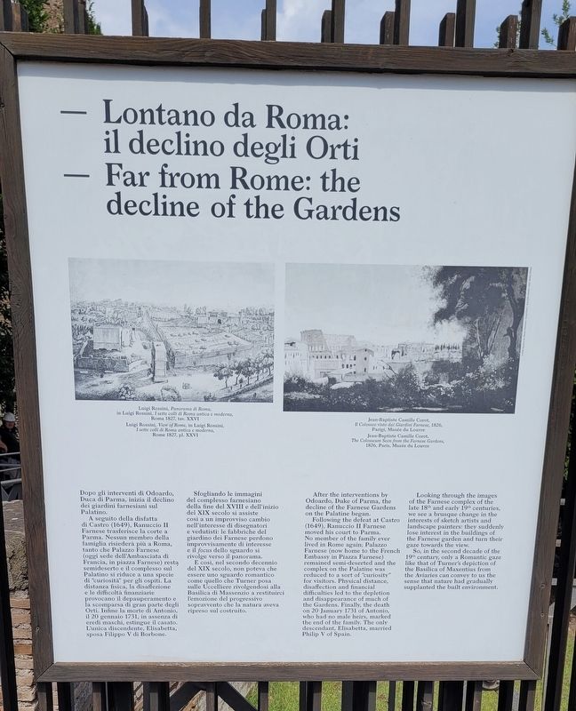 Lontano da Roma: il declino degli Orti / Far from Rome: the decline of the Gardens Marker. Click for full size. Lontano da Roma: il declino degli Orti / Far from Rome: the decline of the Gardens Marker image. Click for full size.