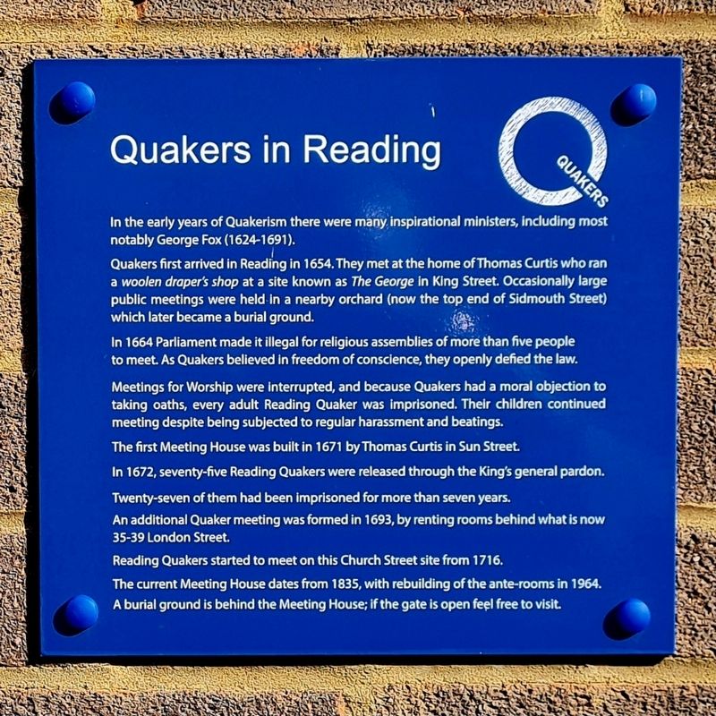 Quakers in Reading Marker image. Click for full size.