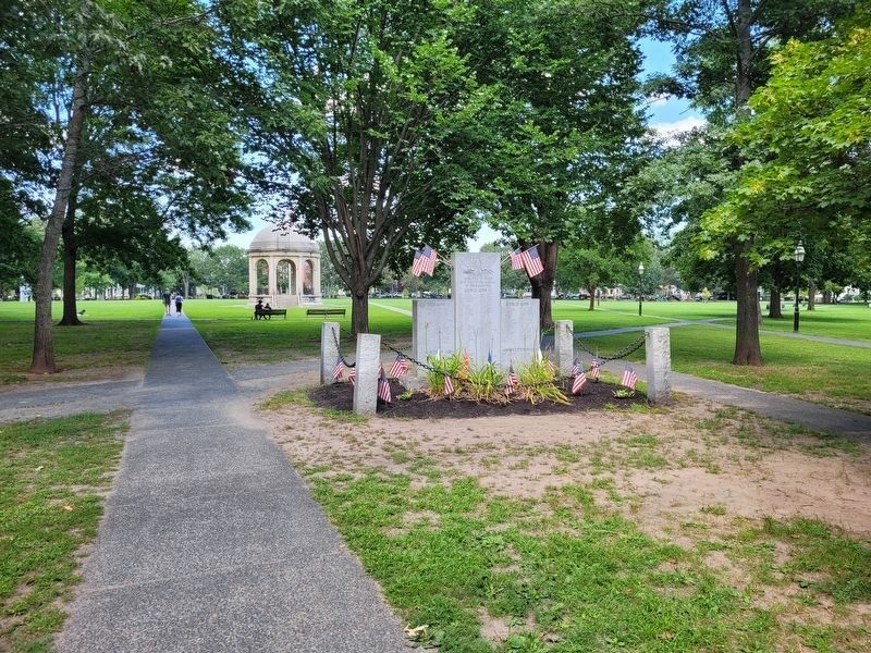 War Memorial on Salem Common, with bandstand in background image. Click for full size.