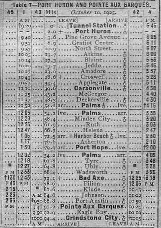 Pere Marquette Schedule 7, Effective October 10, 1925 image. Click for full size.