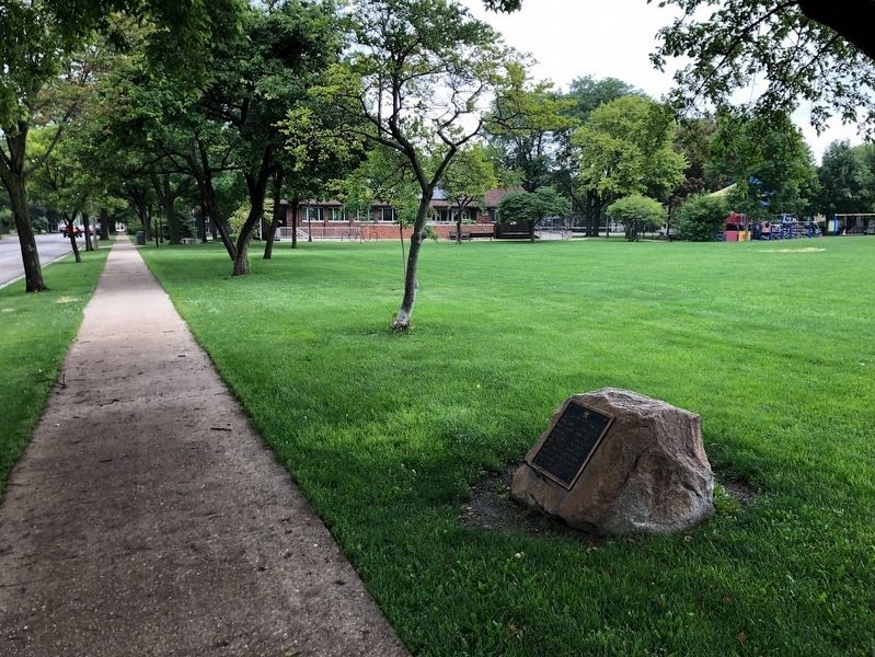 Gold Star Men of the World War Marker and Longfellow Center in the background. Click for full size. Gold Star Men of the World War Marker and Longfellow Center in the background image. Click for full size.