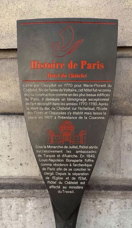 Hôtel du Châtelet Marker. Click for full size. Hôtel du Châtelet Marker image. Click for full size.