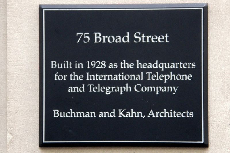 75 Broad Street Marker image. Click for full size.