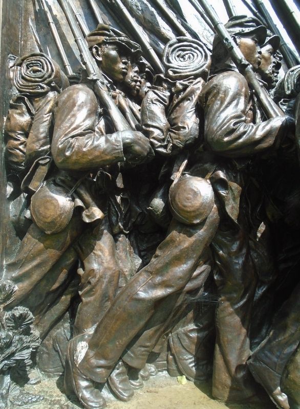 Robert Gould Shaw and the 54th Regiment Sculpture (recasting) Detail image. Click for full size.