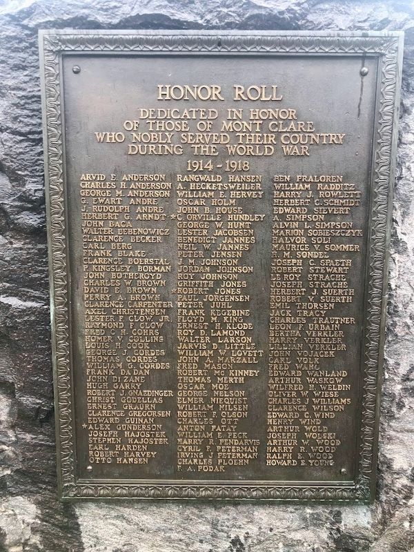 Montclare World War I Honor Roll Marker. Click for full size. Montclare World War I Honor Roll Marker image. Click for full size.
