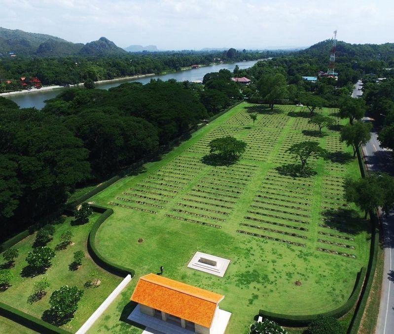 Aerial View of the Chungkai War Cemetery image. Click for full size.