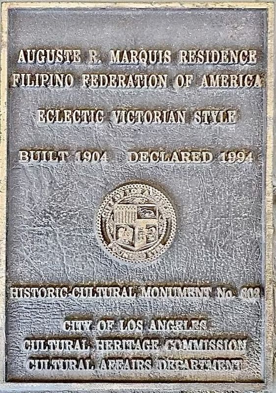 Auguste R. Marquis Residence Marker. Click for full size. Auguste R. Marquis Residence Marker image. Click for full size.