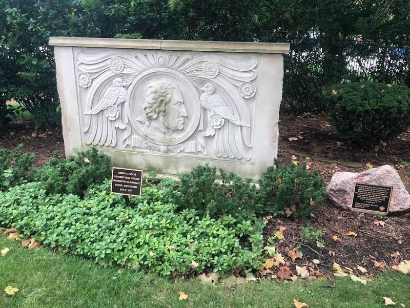 Washington School facade and District 90 plaque. Click for full size. Washington School facade and District 90 plaque image. Click for full size.