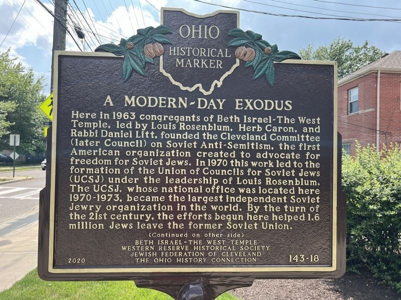 A Modern-Day Exodus Marker, Side One image. Click for full size.