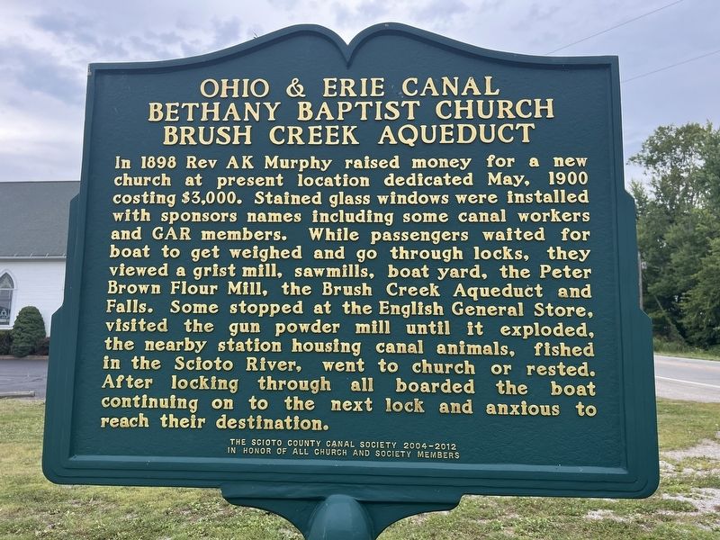 Ohio and Erie Canal Bethany Baptist Church side of marker image. Click for full size.