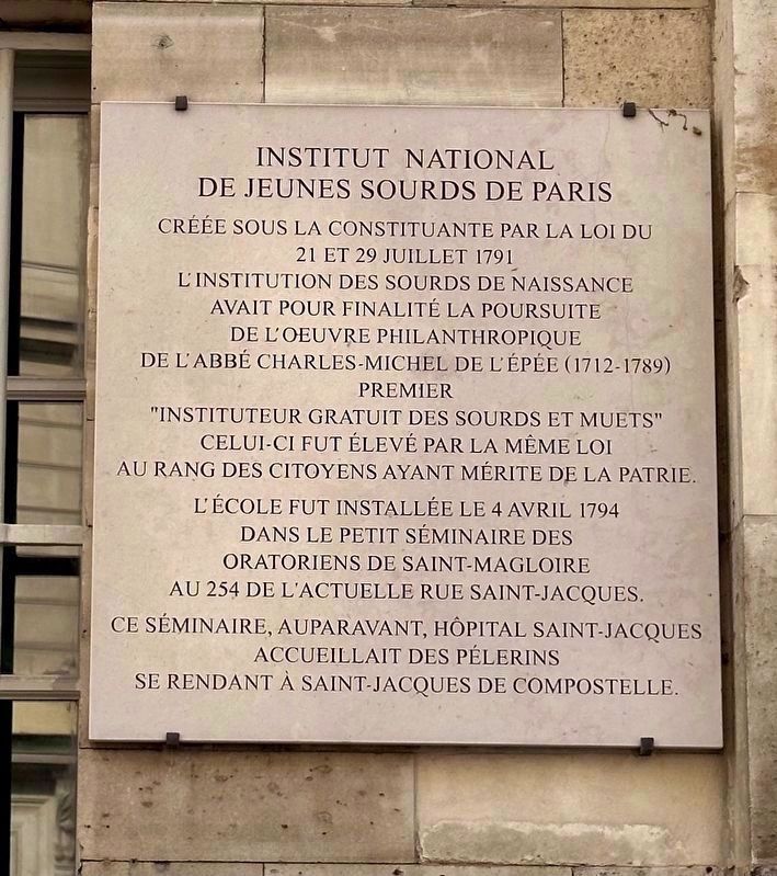 Institut National des Jeunes Sourds / National Institute for Deaf Children Marker. Click for full size. Institut National des Jeunes Sourds / National Institute for Deaf Children Marker image. Click for full size.