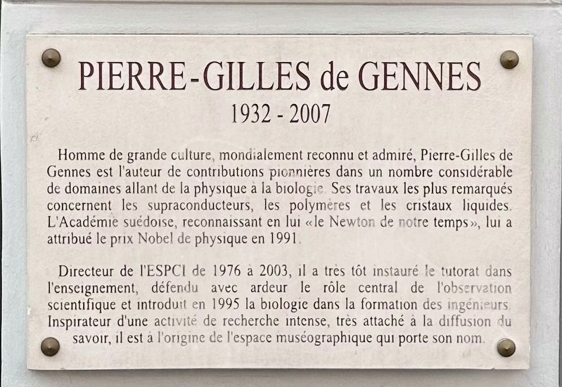 Pierre-Gilles de Gennes (1932-2007) Marker image. Click for full size.