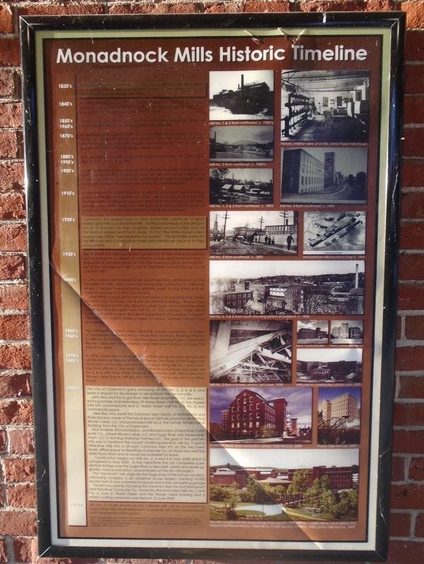 Monadnock Mills Historic Timeline Marker image. Click for full size.