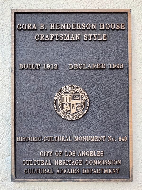 Cora B. Henderson House Marker. Click for full size. Cora B. Henderson House Marker image. Click for full size.