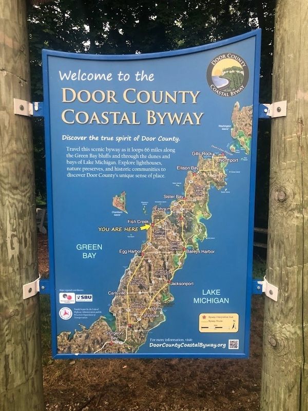 Door County Coastal Byway marker. Click for full size. Door County Coastal Byway marker image. Click for full size.