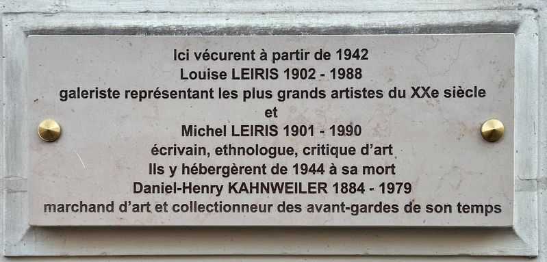 Louise and Michel Leiris Marker image. Click for full size.