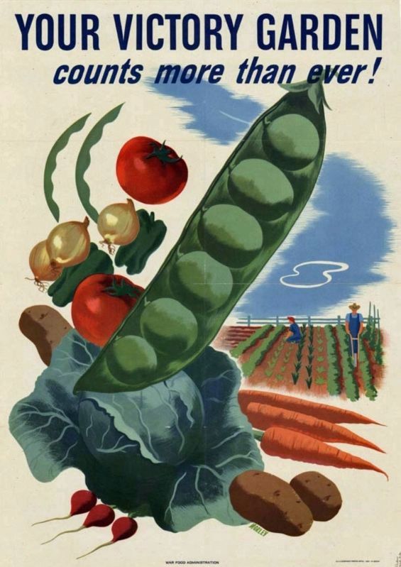Marker detail: American WWII-era poster promoting victory gardens image. Click for full size.
