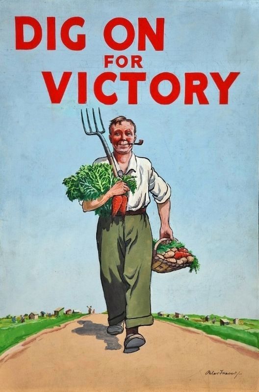 Marker detail: British "Dig on for Victory" poster by Peter Fraser image. Click for full size.