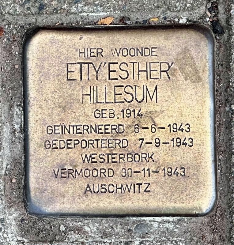 Etty Hillesum <i>Stolperstein</i> image. Click for full size.