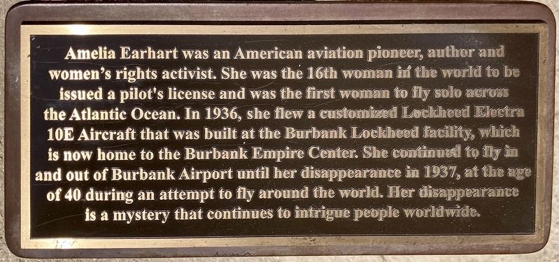 Amelia Earhart Marker. Click for full size. Amelia Earhart Marker image. Click for full size.