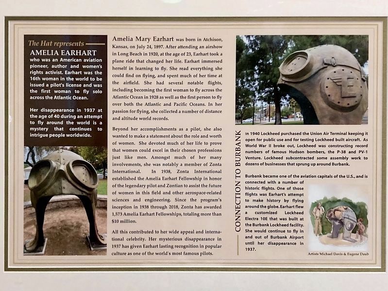 The Hat Represents Amelia Earhart. Click for full size. The Hat Represents Amelia Earhart image. Click for full size.