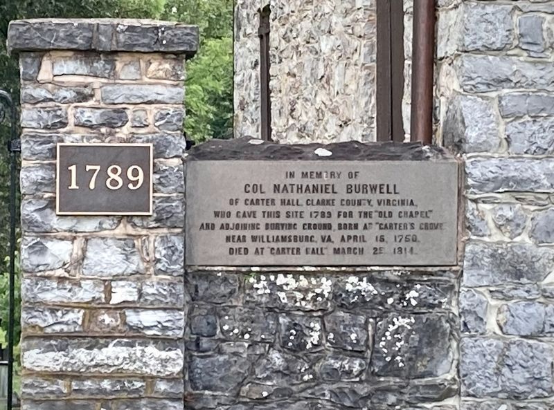 Date Built 1789 and Memorial to Col. Burwell image. Click for full size.
