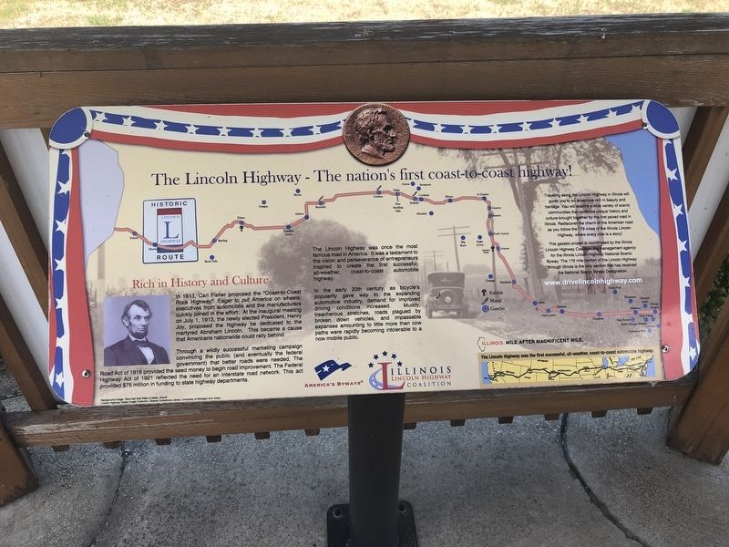 The Lincoln Highway  The nation's first coast-to-coast highway! Marker image. Click for full size.