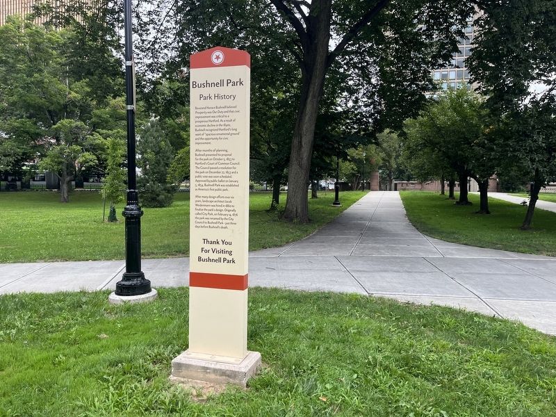 Bushnell Park Marker. Click for full size. Bushnell Park Marker image. Click for full size.