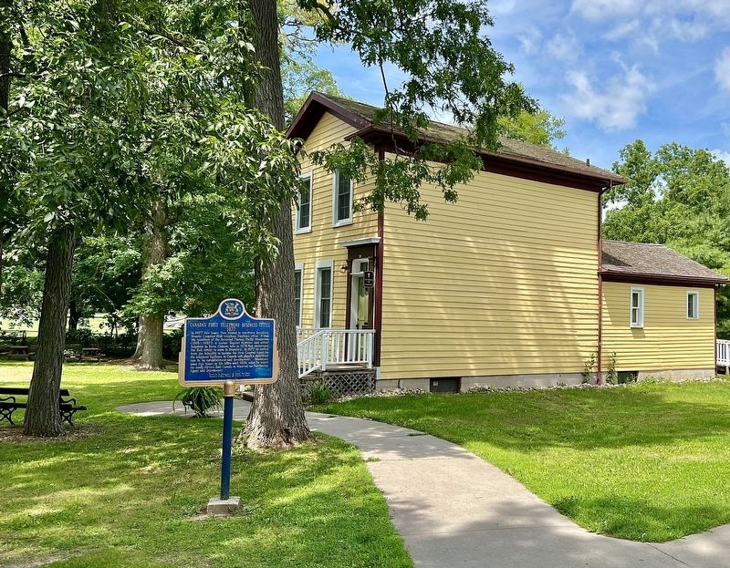 Canada’s First Telephone Business Office 1877 Marker. Click for full size. Canada’s First Telephone Business Office 1877 Marker image. Click for full size.