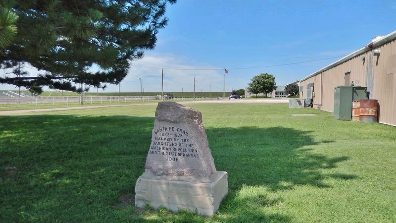 Santa Fe Trail Marker at its old location. Click for full size. Santa Fe Trail Marker at its old location image. Click for full size.