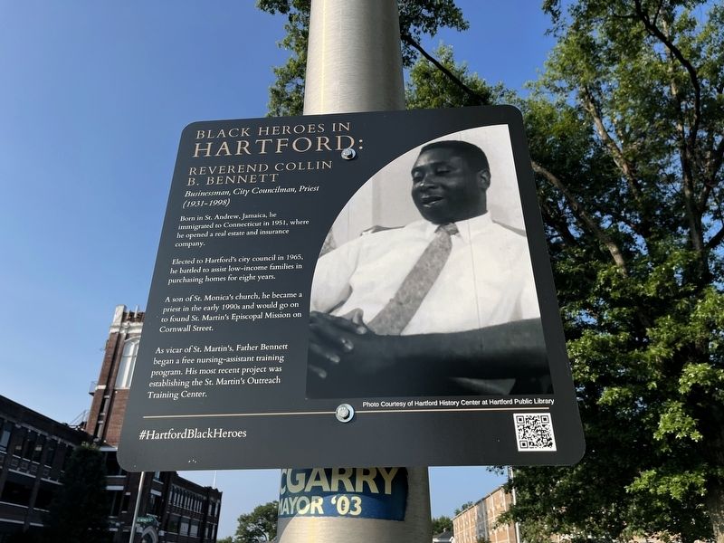 Black Heroes in Hartford: Reverend Collin B. Bennett Marker image. Click for full size.