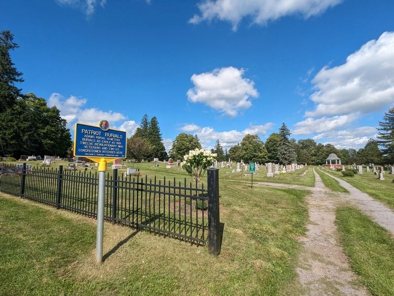 Patriot Burials Marker with view of cemetery image. Click for full size.