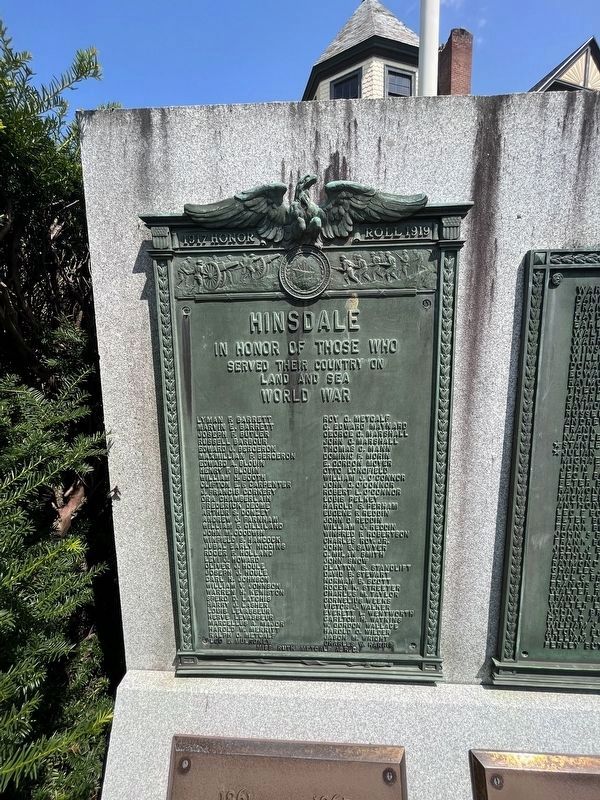 Hinsdale World War I Memorial Marker image. Click for full size.